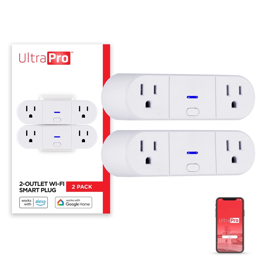 Smart Plug WiFi Outlet, Smart Home, Smart Switch, Dual Smart Outlet, Works with Alexa, Echo & Google Home, No Hub Required, App Controlled, ETL Certified, Alexa Plug, 2 Pack, 51403
